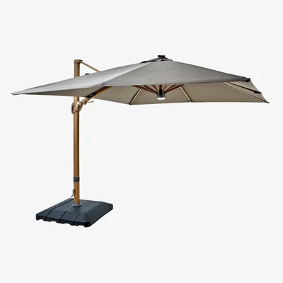 Downtown Hartman Seychelles 3m Square Cantilever, Base and Cover, With Bluetooth and LED Lights - Havana