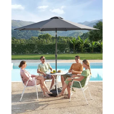 The Range Adjustable Tilt Patio Sun Canopy with Crank Operation and Outdoor Use - Grey