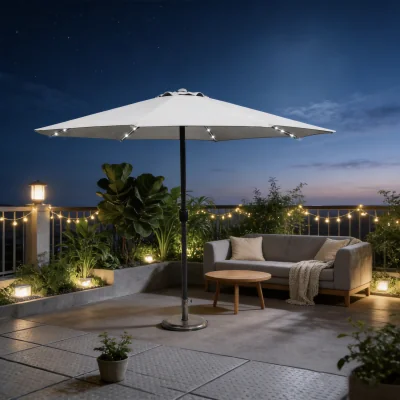 The Range Abrihome Patio Umbrella with Double Vent ¿ Coated Waterproof Fabric, Crank Handle, Ideal for Garden - Beige / 250cm