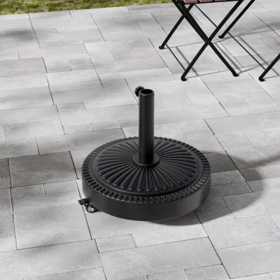 The Range Cement Parasol Base with Wheels - Black