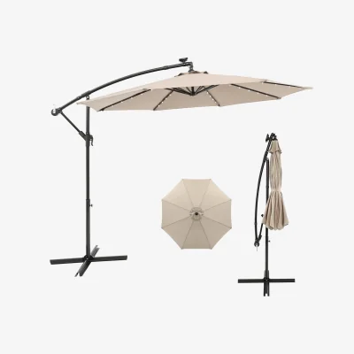 The Range LED Solar Cantilever Patio Offset Umbrella - Beige