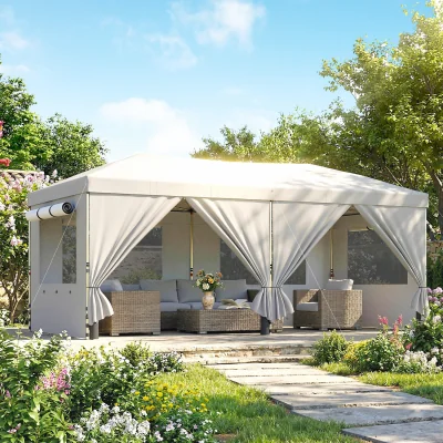 The Range Outsunny 3 x 6 m Pop Up Gazebo, UPF50+ Wedding Party Tent Marquee - White