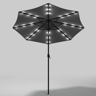 The Range Lifeideas Solar 24 LED Parasol with Base Style B - Dark Grey