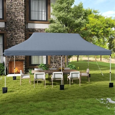 The Range Foldable Gazebo Pop up Canopy Tent - Grey