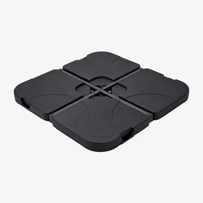 The Range Steel Parasol Cross Base and Set of 4 Plastic Base Containers - Black