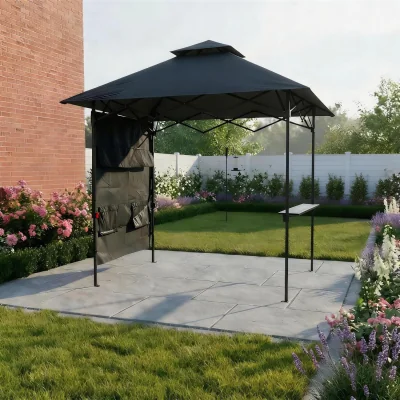 The Range Verano Black Steel Folding Gazebo Water Resistant Canopy - Black  / MetalPolyesterPolypropyleneSteel