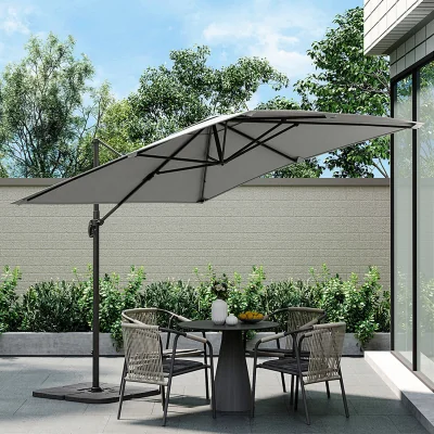 The Range 2.5m Cantilever Parasol with Fillable Base - Light Grey