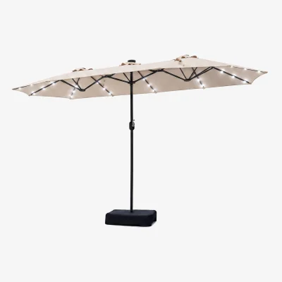 The Range Large Market Umbrella With LED Lights - Beige