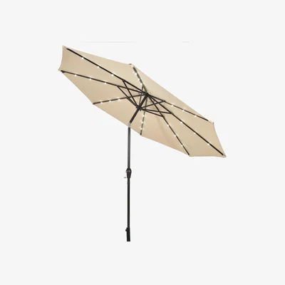 The Range Solar-Powered LED Lighted Patio Umbrella - Beige