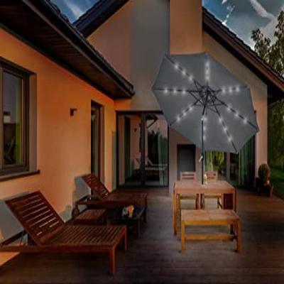 The Range GlamHaus Garden Parasol Tilting Umbrella, Solar LED Dark Grey Protective Cover - Dark Grey