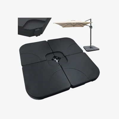 The Range Square Parasol Base Heavy Duty Garden Umbrella Stands Set of 4 - Black