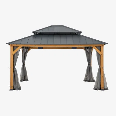 The Range Sunjoy Cedar Wood Patio Gazebo Trivor  - Anthracite