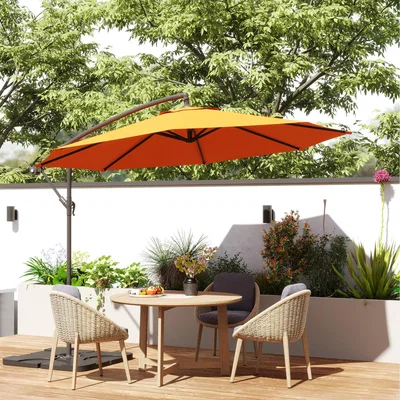 The Range Outsunny 3m Garden Parasol Sun Shade Banana Umbrella - Orange