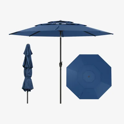 The Range 3-tier Vented Patio Umbrella - Blue