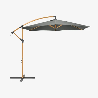 The Range Christow Wood-Effect Cantilever Parasol - 3m - Grey