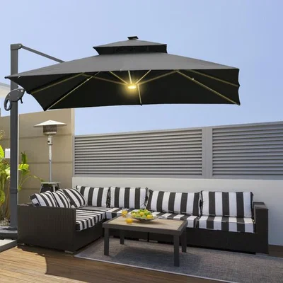 The Range 3 x 3m Cantilever Roma Parasol - Dark Gray
