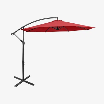 The Range Outdoor Parasol Offset Banana Hanging Umbrella with Crank Handle - Red