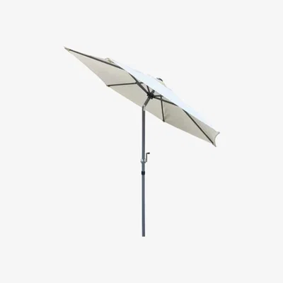 The Range 2m Aluminium Parasol Sun Shade with Crank and Tilt Patio Garden in Cream - Yellow