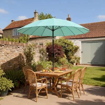 The Range Outsunny 2m Shanghai Garden Parasol Umbrella, Outdoor Sun Shade - Turquoise