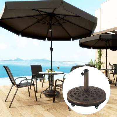 The Range Outsunny 21kg Garden Parasol Base with Wheels - Bronze Tone