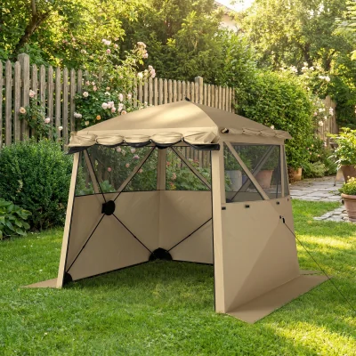 The Range Outsunny Pop Up Gazebo Waterproof with Awning 2 x 2 m - Khaki