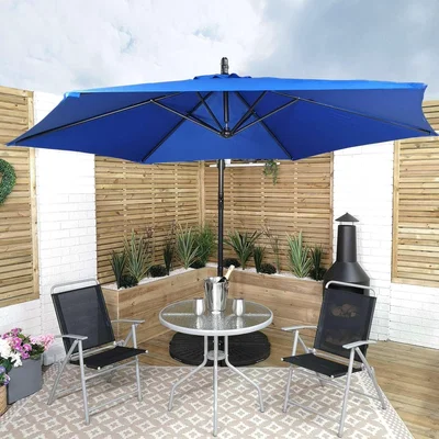The Range Cantilever Parasol with Crank Handle with UV Protection - Paradise Blue