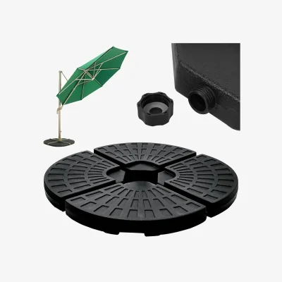 The Range Round Parasol Base Heavy Duty Garden Umbrella Stand Set of 4 - Black