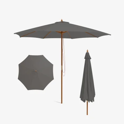 The Range Bamboo Rib Patio Umbrella Ventilated Sunshade - Grey