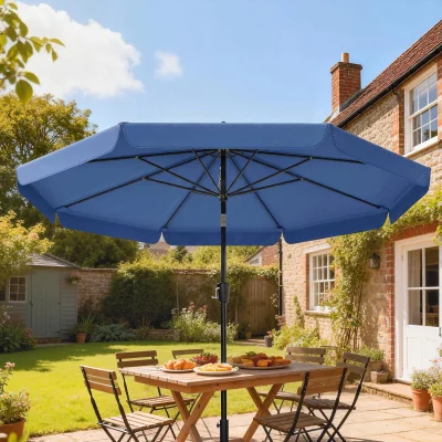 The Range Outsunny 3 m Garden Parasol with Tilt and Crank - Dark Blue