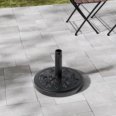 The Range Plastic and Cement Parasol Base - Black / Floral Scroll
