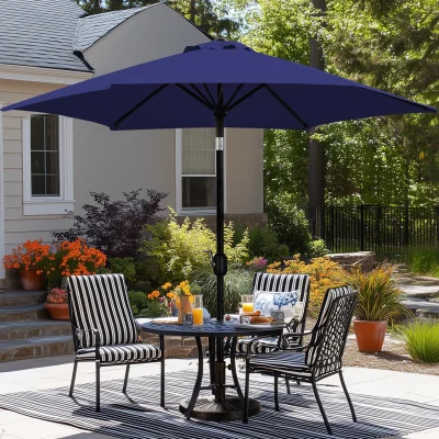 The Range Adjustable Patio Umbrella with 6 Ribs - Blue / 270cm