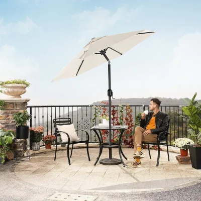 The Range Garden Parasol Umbrella with Two-Way Tilt, Crank Operation and UPF 50+ Protection - Beige