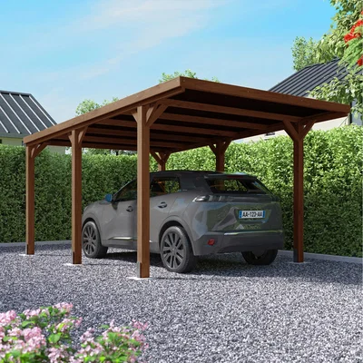 The Range Victor Wooden Carport Gazebo 3m x 5m - Brown