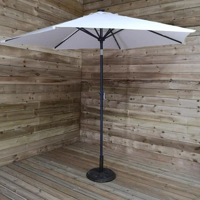 The Range 2.7m Solar Powered Light Up LED Crank Tilt Garden Patio Parasol - Yellow