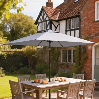 The Range Outsunny Garden Parasol, Outdoor Umbrella with Tilt Function - Light Grey
