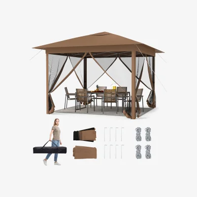 The Range Instant One-Person Setup Outdoor Gazebo - Brown