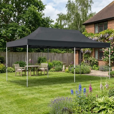 The Range Primrose Pop Up Gazebo 3m x 6m Garden Marquee Waterproof UV Resistant Grey - Grey