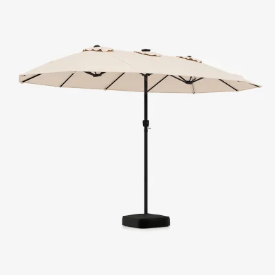 The Range Double Sided Outdoor Patio Umbrella with Parasol Base