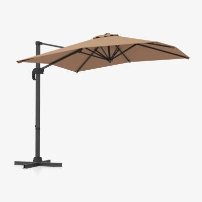 The Range Rotatable Offset Garden Umbrella - Brown