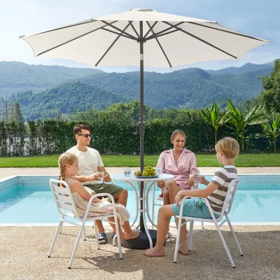 The Range Garden Parasol Umbrella,Sun Shade,Crank Handle for Opening and Closing - Beige