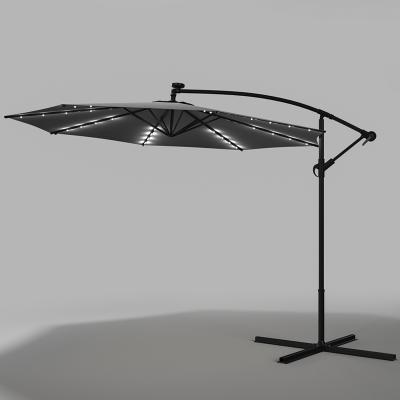 The Range HomeScape 3M Parasol Garden Umbrella with LED and Square Base - Dark Grey