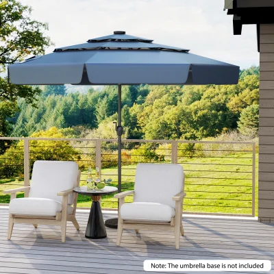 The Range Solar Patio Umbrella with 32 LED Lights - Blue