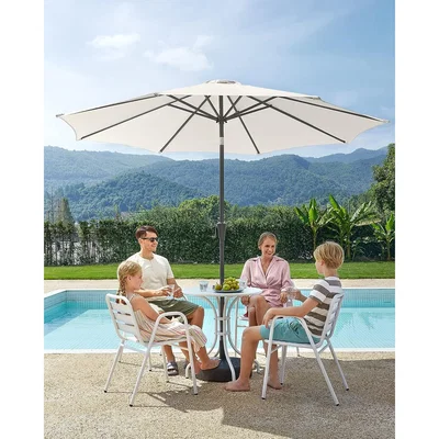 The Range Octagonal Garden Parasol Umbrella with Tilt and Crank Mechanism - Beige