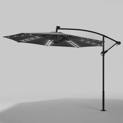 The Range Lifeideas Solar LED Cantilever Garden Parasol - Dark Grey