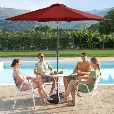 The Range Red Double-Direction Tilt Parasol Umbrella with Crank Handle [Base Not Included] - Red