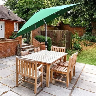 The Range GlamHaus Garden Parasol Tilting Umbrella Green With Protective Cover - Green