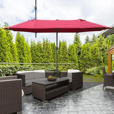 The Range 4.6m Garden Umbrella Canopy - Wine Red