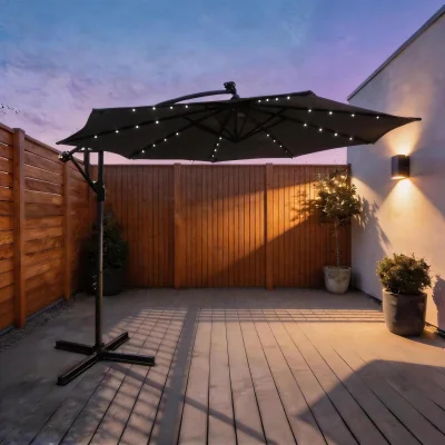 The Range Palmera LED 3m Cantilever Grey Parasol - Grey