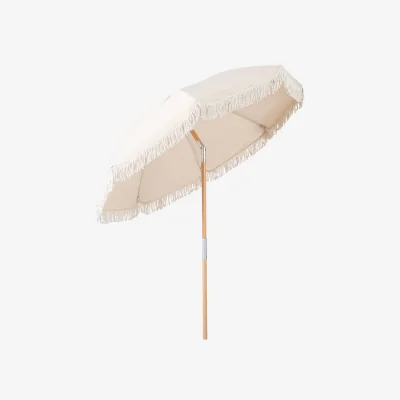 The Range 6 FT Patio Umbrella with Fringe - White