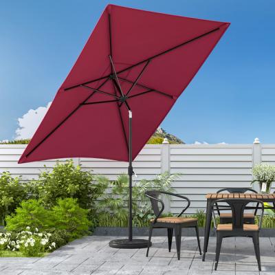The Range 3M Rectangular Traditional Parasol with Cement Base - Wine Red